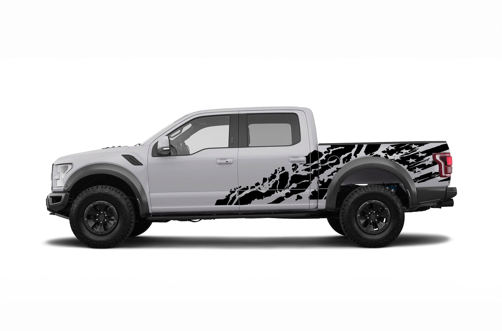 USA flag shredded side graphics decals for Ford F150 Raptor 2017-2020