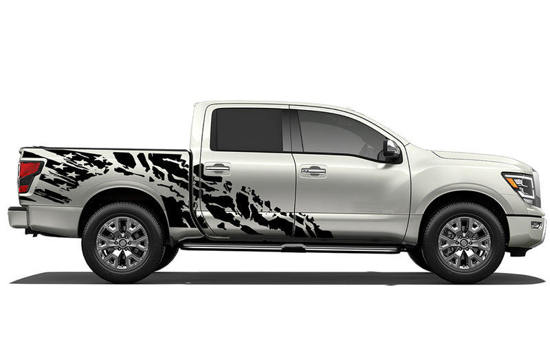 USA flag shredded side graphics decals for Nissan Titan