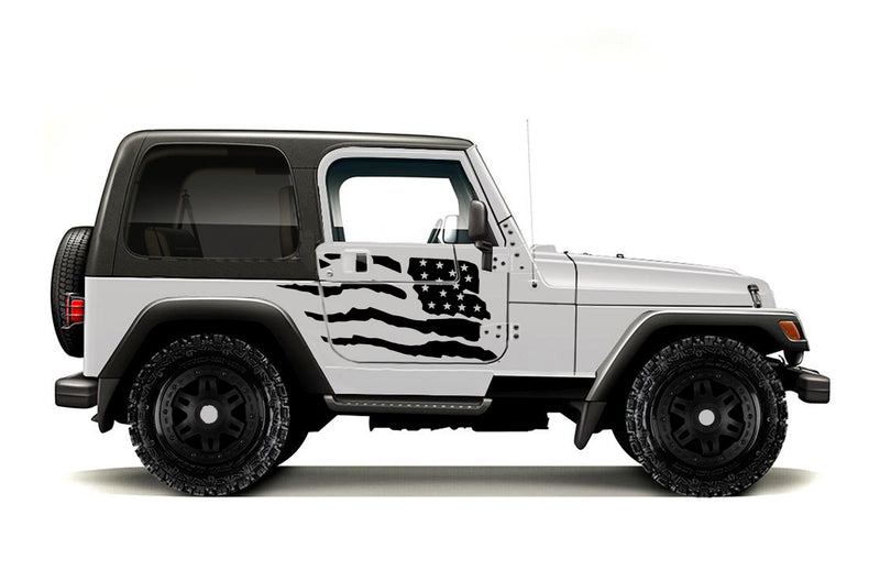 USA flag side graphics decals for Jeep Wrangler TJ