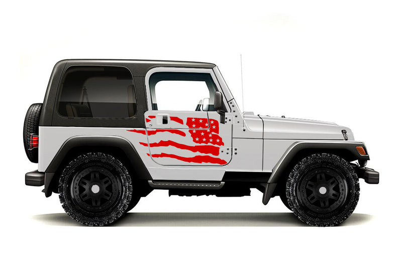 USA flag side graphics decals for Jeep Wrangler TJ