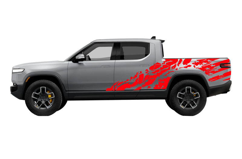 USA flag shredded side graphics decals for Rivian R1T