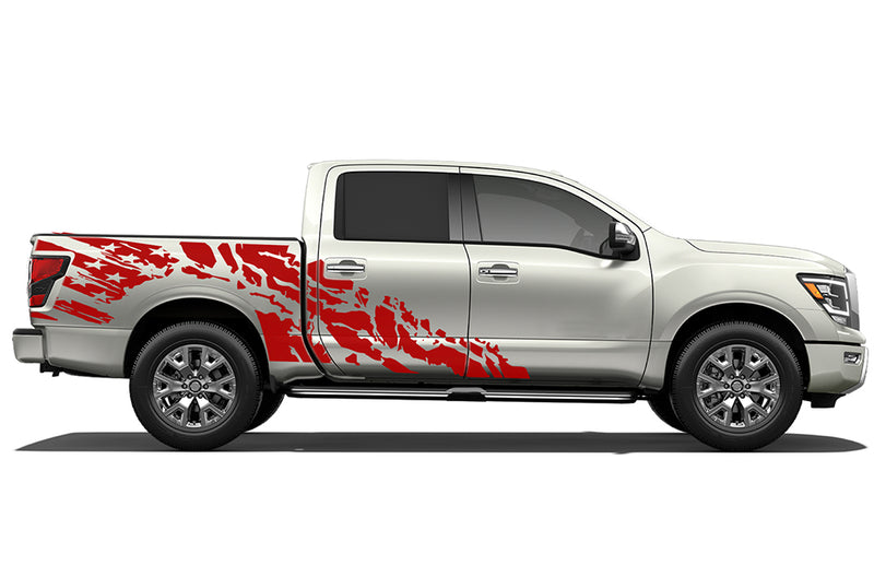 USA flag shredded side graphics decals for Nissan Titan