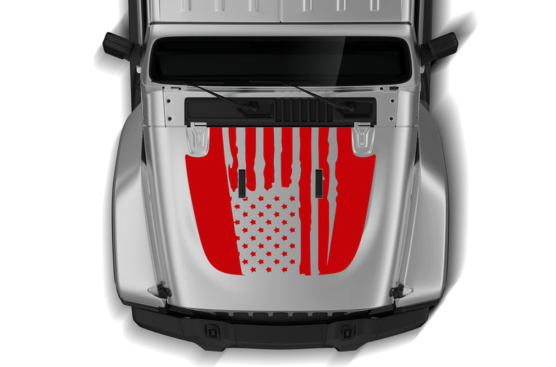 USA flag style graphics hood decals for Jeep Gladiator JT