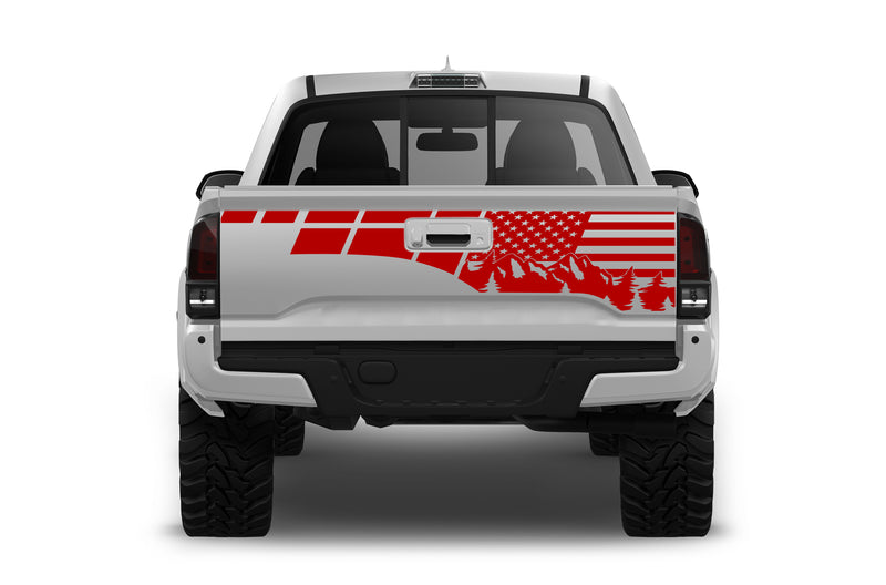 US flag mountain tailgate graphics decals for Toyota Tacoma