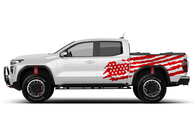 US flag side decals graphics compatible with GMC Canyon