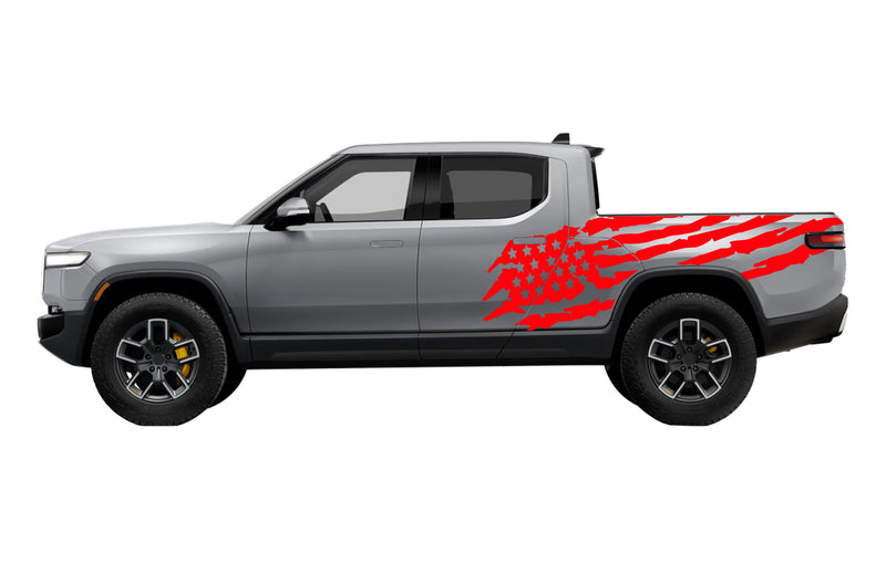 US flag side decals graphics compatible with Rivian R1T