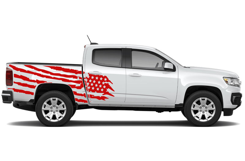 US flag side graphics decals for Chevrolet Colorado 2015-2022