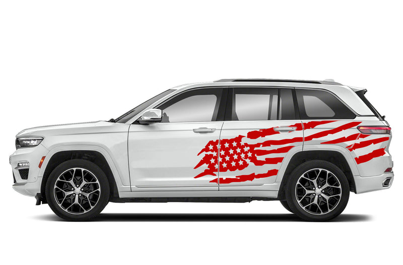 US flag side graphics decals compatible with Jeep Grand Cherokee