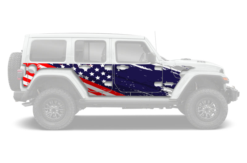 US flag style full side graphics decals for Jeep Wrangler JL