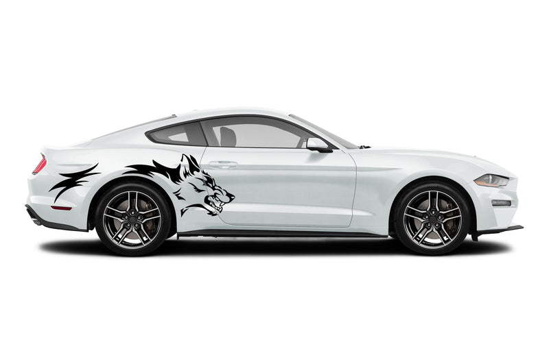 Wild wolf side graphics decals for Ford Mustang