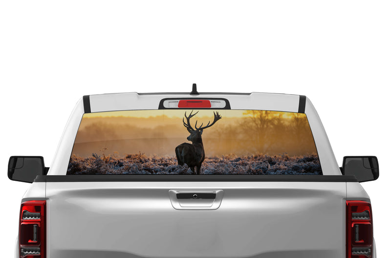 Wild deer perforated graphics rear window decals for Dodge Ram