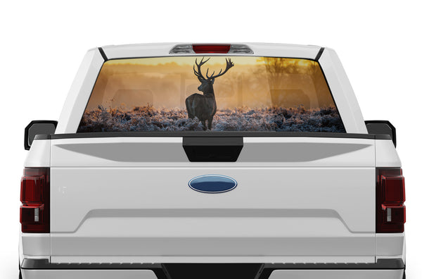 Wild deer perforated rear window decal for Ford F150 2015-2020