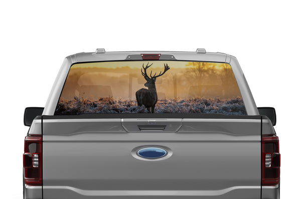 Wild deer perforated rear window decal graphics for Ford F150