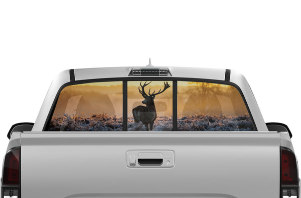 Wild deer perforated rear window graphics decals for Toyota Tacoma