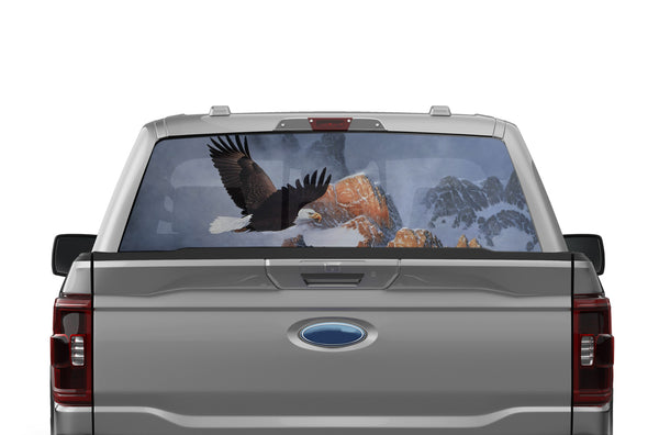 Wild eagle perforated rear window decal graphics for Ford F150