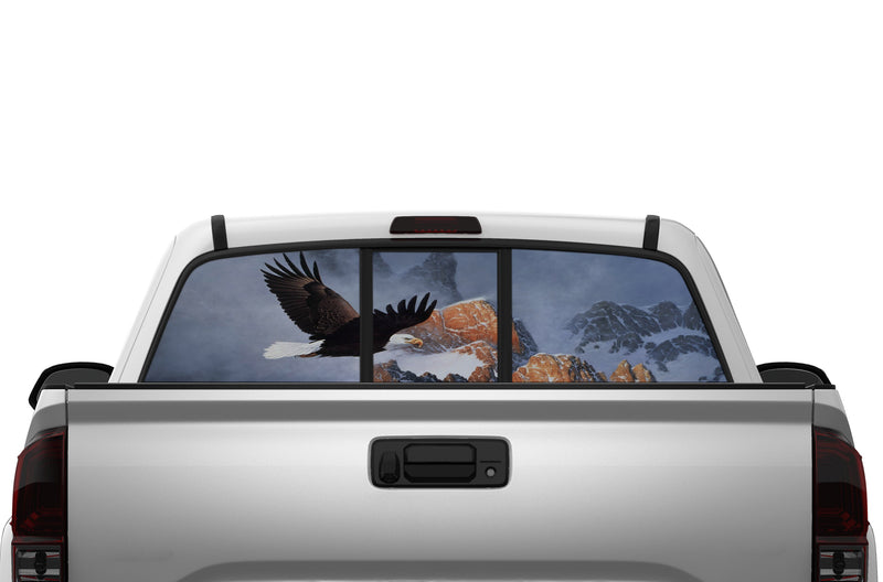 Wild eagle perforated rear window decals for Toyota Tacoma 2005-2015