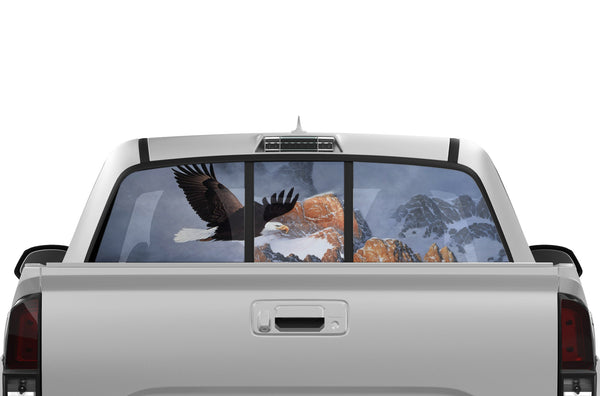 Wild eagle perforated rear window graphics decals for Toyota Tacoma