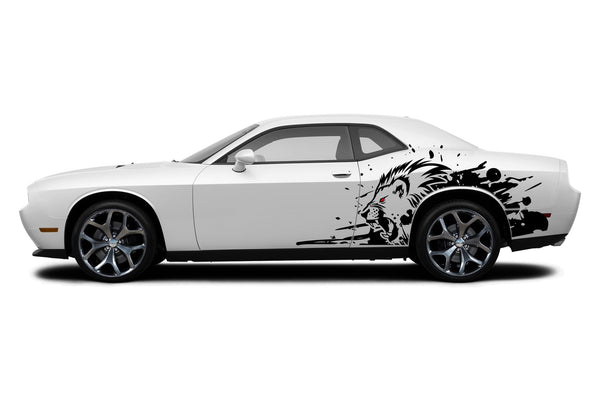 Wild lion side graphics decals for Dodge Challenger