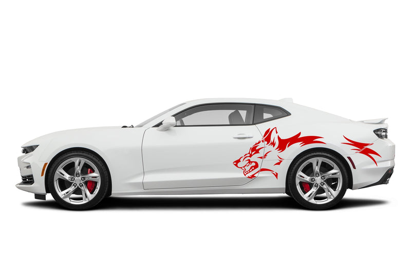 Wild wolf side graphics decals for Chevrolet Camaro