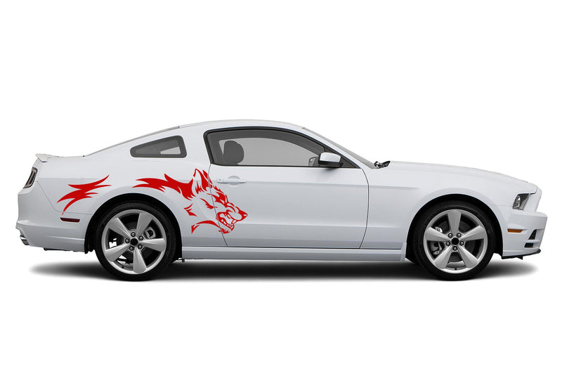 Wild wolf side graphics decals for Ford Mustang 2010-2014