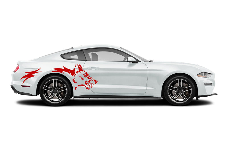 Wild wolf side graphics decals for Ford Mustang