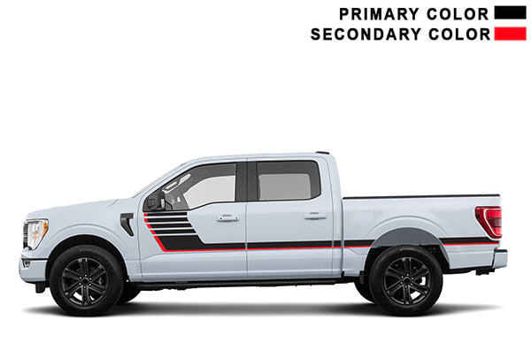 Retro-style double hash stripes graphics decals, compatible with Ford F150