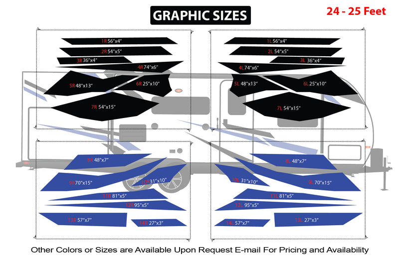 Replacement graphics decals for RVs Travel Trailer (kit RG15000)