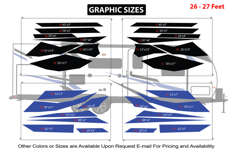 Replacement graphics decals for RVs Travel Trailer (kit RG15000)