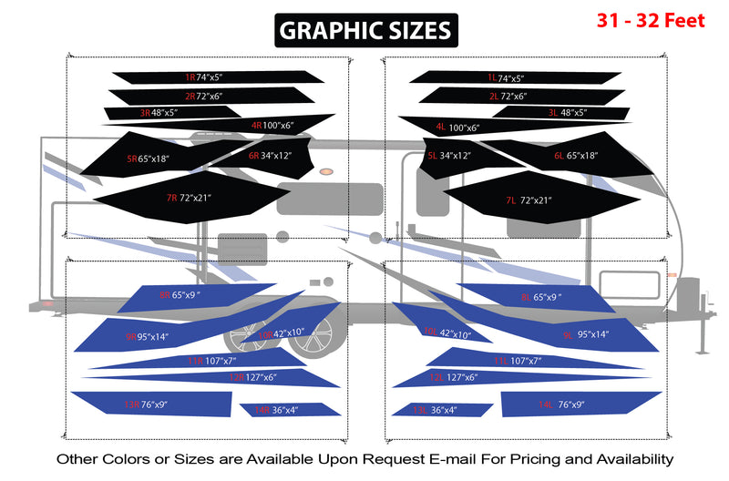 Replacement graphics decals for RVs Travel Trailer (kit RG15000)