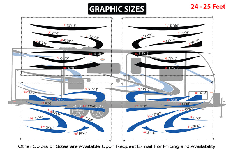 Replacement graphics decals for RVs Travel Trailer (kit RG15001)