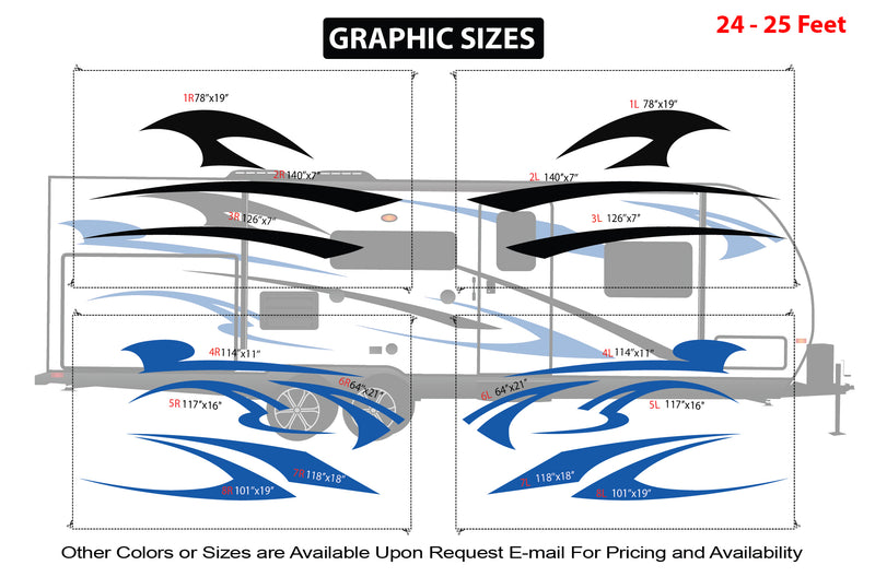 Replacement graphics decals for RVs Travel Trailer (kit RG15002)