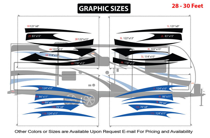 Replacement graphics decals for RVs Travel Trailer (kit RG15003)