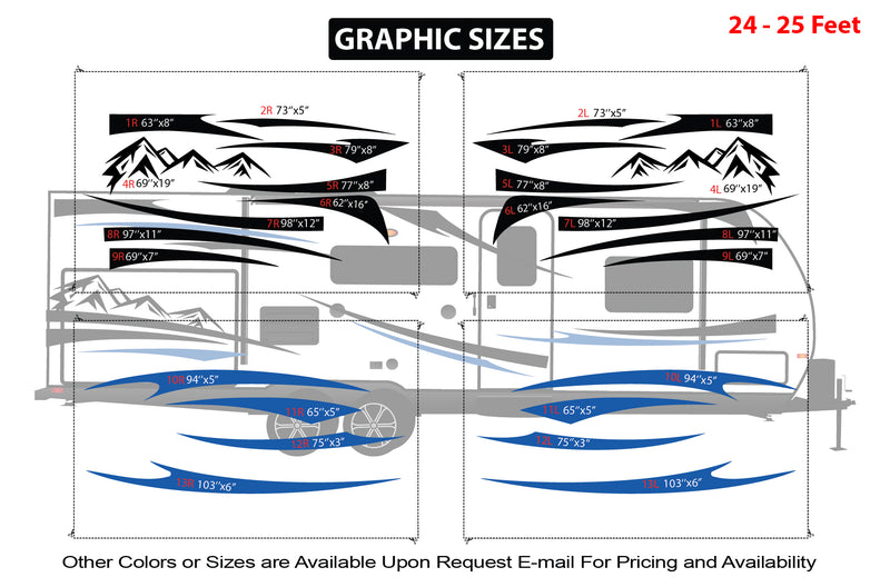 Replacement graphics decals for RVs Travel Trailer (kit RG15004)