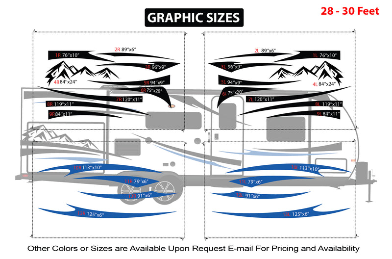 Replacement graphics decals for RVs Travel Trailer (kit RG15004)