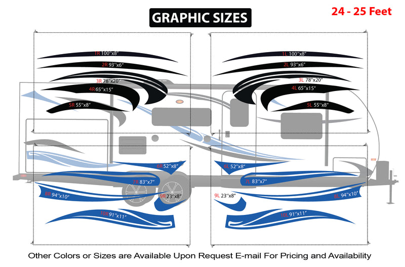 Replacement graphics decals for RVs Travel Trailer (kit RG15007)