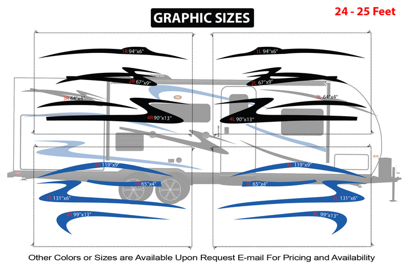 Replacement graphics decals for RVs Travel Trailer (kit RG15008)