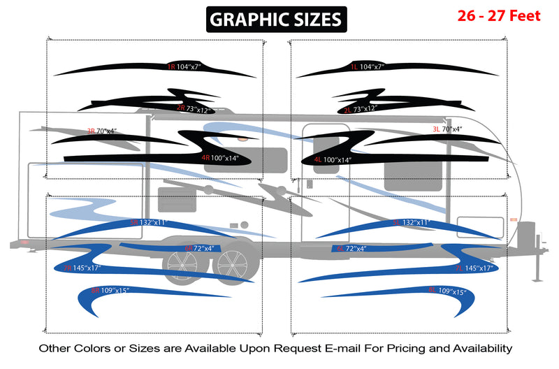 Replacement graphics decals for RVs Travel Trailer (kit RG15008)