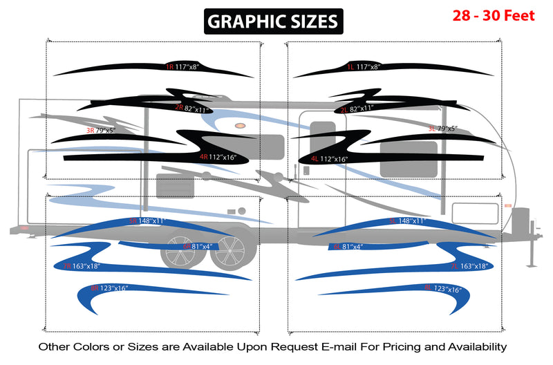 Replacement graphics decals for RVs Travel Trailer (kit RG15008)