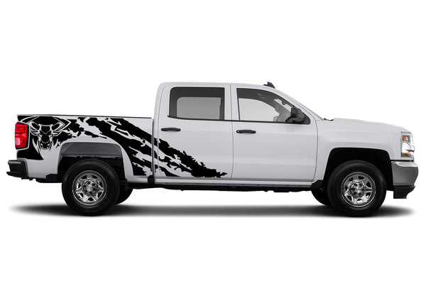 Bull shredded graphics decals for Chevrolet Silverado 2014-2018