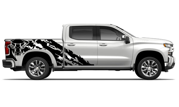 Bull shredded decals graphics compatible with Chevrolet Silverado