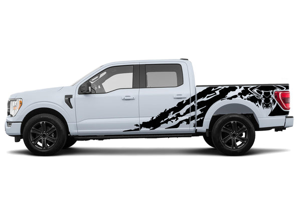 Bull shredded side graphics decals for Ford F150