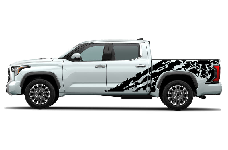 Bull shredded side graphics decals for Toyota Tundra