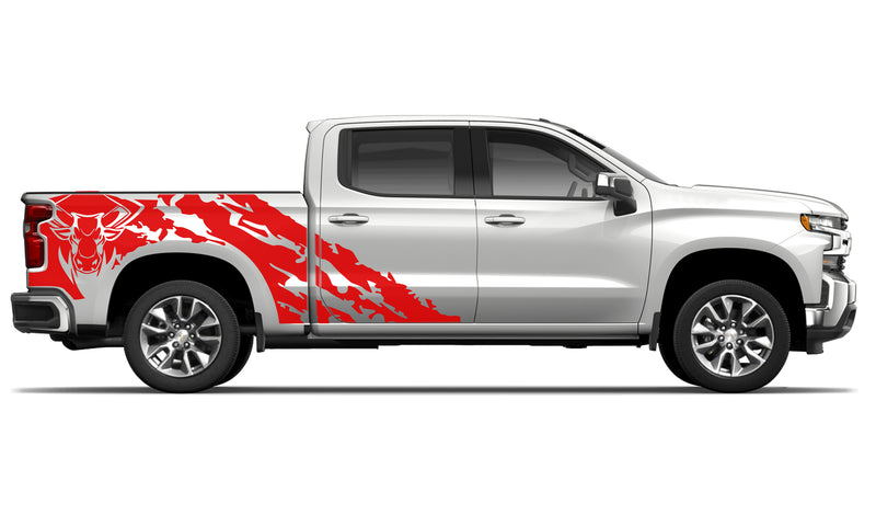 Bull shredded decals graphics compatible with Chevrolet Silverado