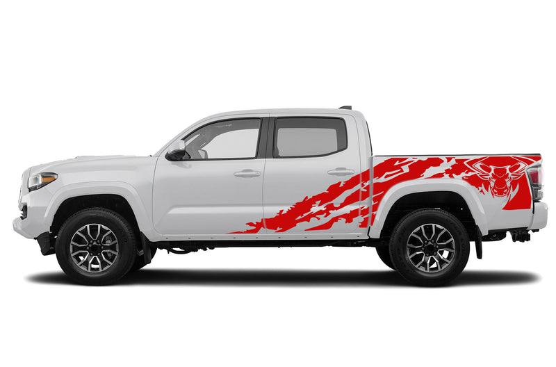 Bull shredded side graphics compatible decals for Toyota Tacoma