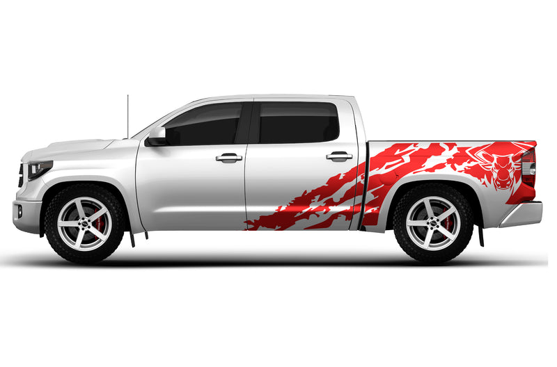 Bull shredded side graphics decals for Toyota Tundra