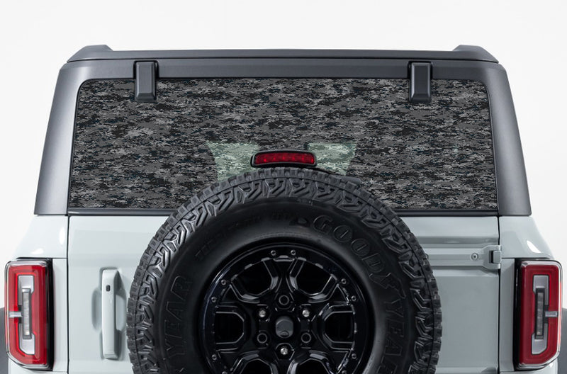 Camo perforated rear window decal graphics for Ford Bronco