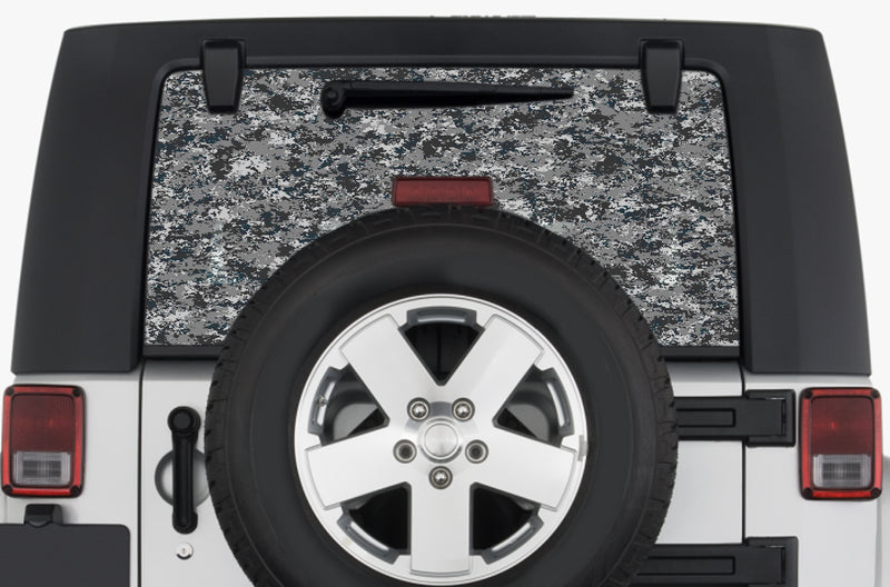 Camo perforated rear window decals graphics for Jeep Wrangler JK