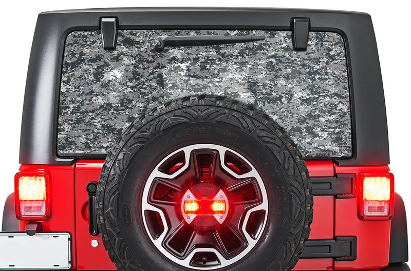 Camo perforated rear window decal graphics for Jeep Wrangler JL