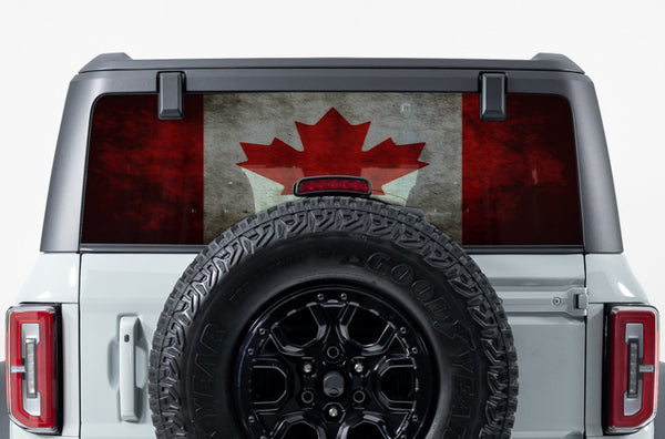 Canada flag perforated rear window decal graphics for Ford Bronco