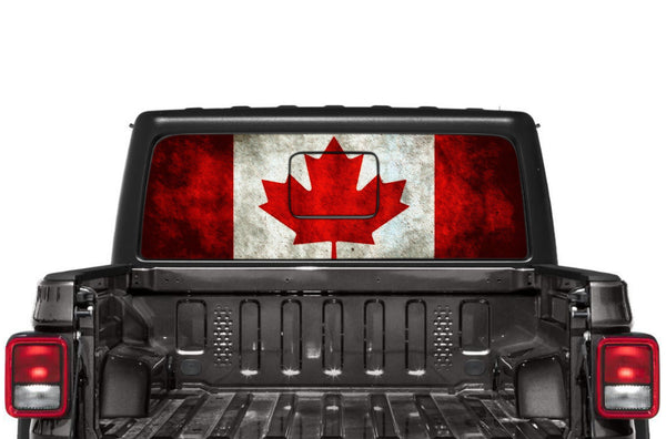 Canada flag perforated window decals graphics for Jeep Gladiator JT